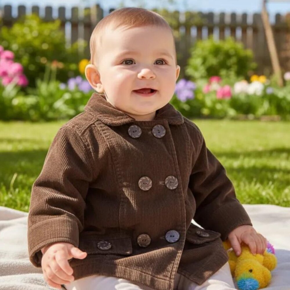 Joe Fresh Brown Corduroy Double-Breasted Jacket size 6-12 Months